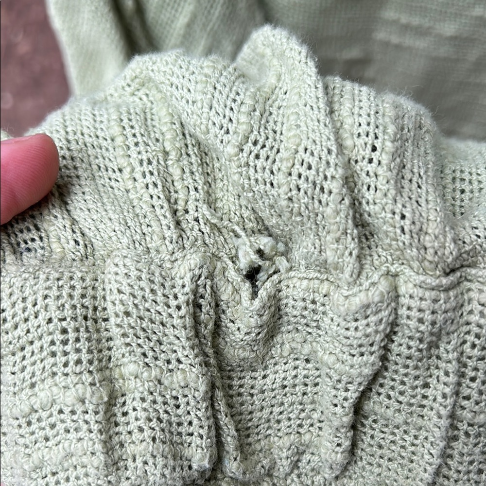 Free People Green Cropped Blouse with Mandarin Collar - Picture 4 of 5